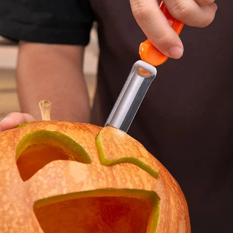 Kit Sculpture Citrouille Halloween - 18 Outils Avec Pochoirs Et Maillet - DIY Déco - 2
