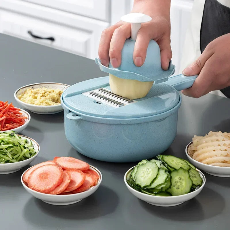 Mandoline ronde avec poignée sur une table
